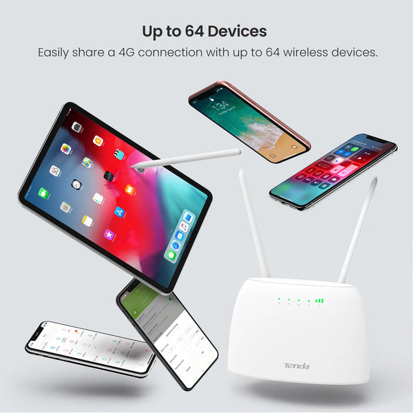រ៉ោតទ័រ Tenda 4G ស៊ីមកាត AC1200 រ៉ោតទ័រឥតខ្សែ Hotspot អ្នកប្រើប្រាស់ 64 នាក់ 150mbps Beamforming រ៉ោតទ័រ Wifi 4G CAT4 CAT4 Carrier Aggregation