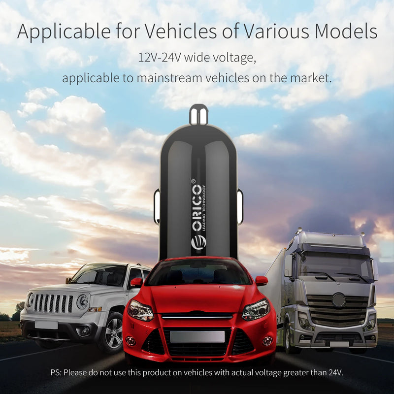 ORICO 2 Ports USB Car Charger 5V2.1A Car Charging Station For iPhone Samsung Xiaomi HUAWEI Phone Tablet Quick Charger