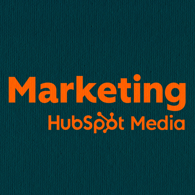 Orange text 'Marketing HubSpot Media' on a teal background
