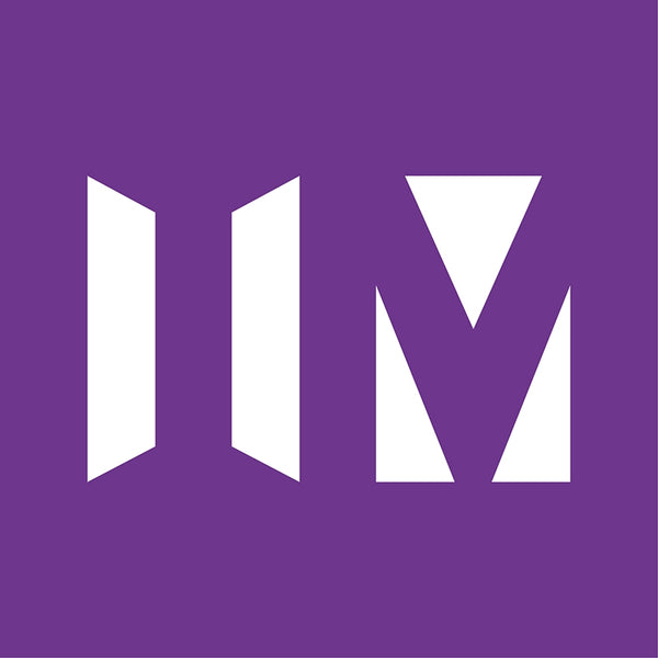 White logo on a purple background