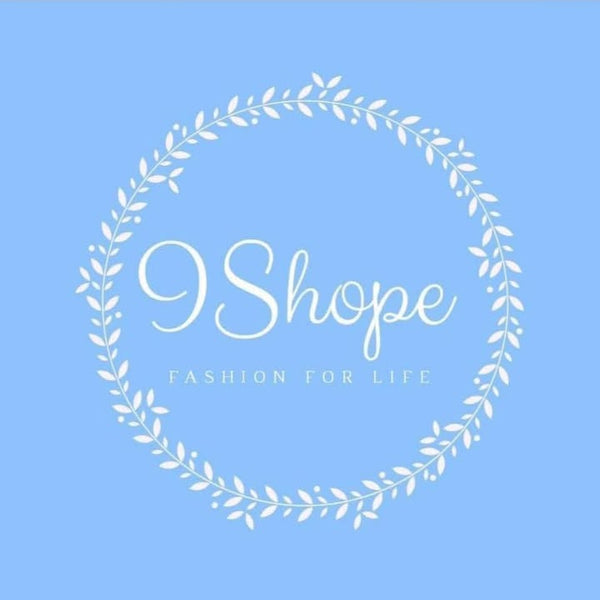 IShope logo with floral wreath on a light blue background