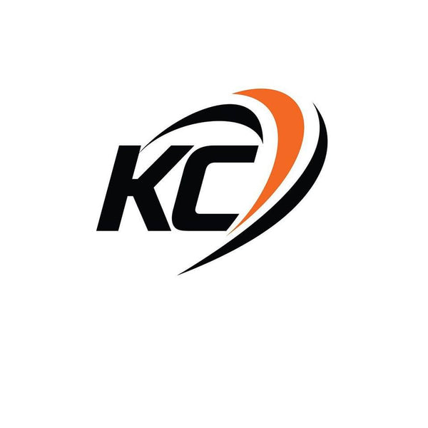 Logo with 'KC' initials in black, white, and orange on a white background