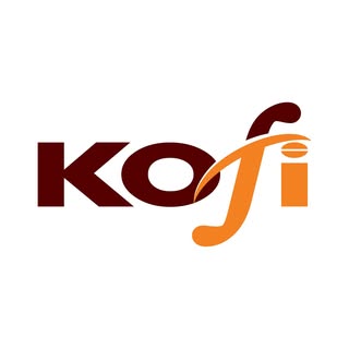 Kofi logo with brown and orange colors on a white background