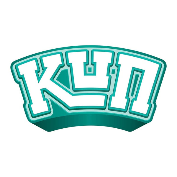 Teal and white logo with 'KU' on a white background