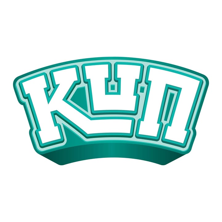 Teal and white logo with 'KU' on a white background