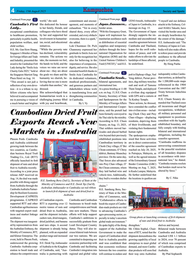 Kampuchea Newspaper on Friday , August 15, 2025