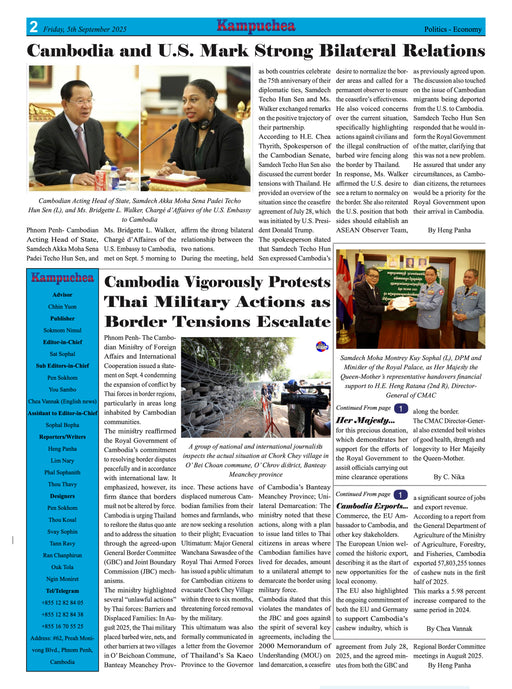 Kampuchea Newspaper on Friday , September 05, 2025
