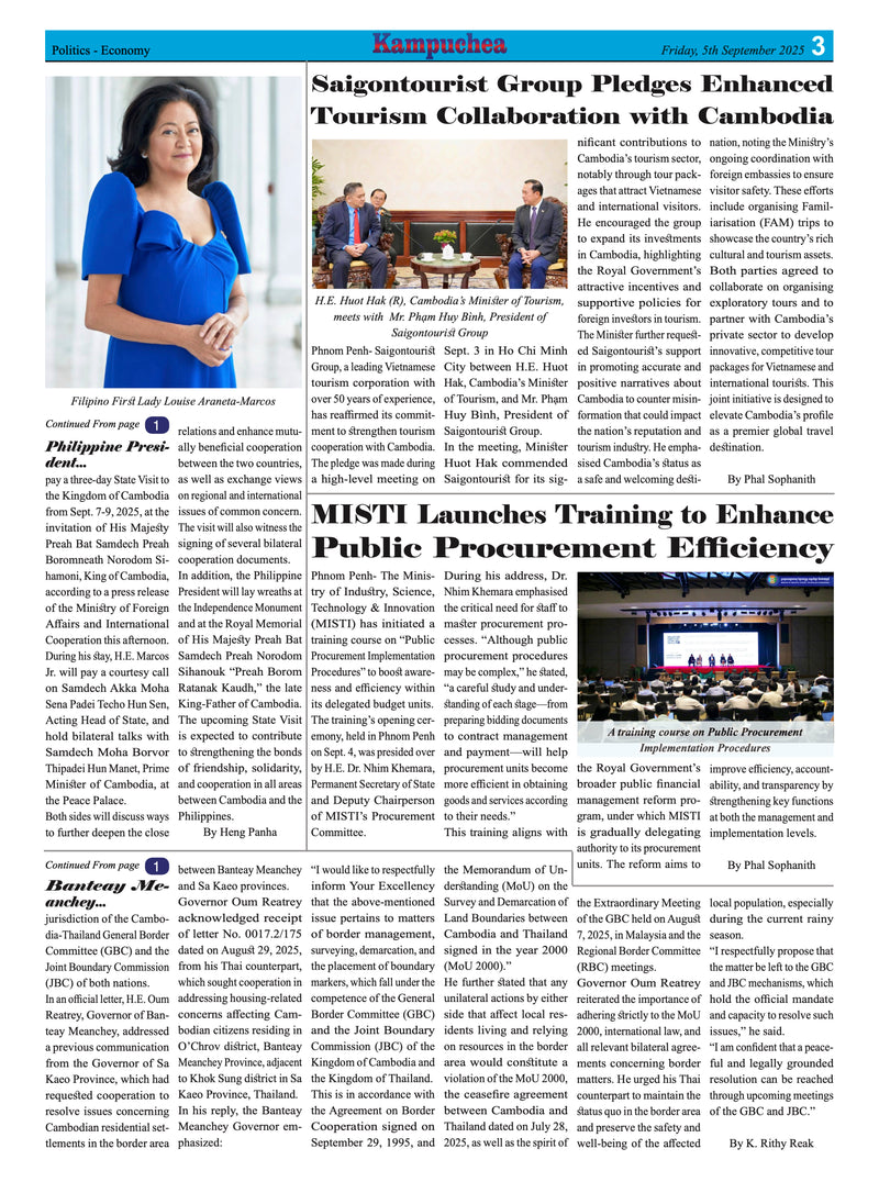 Kampuchea Newspaper on Friday , September 05, 2025
