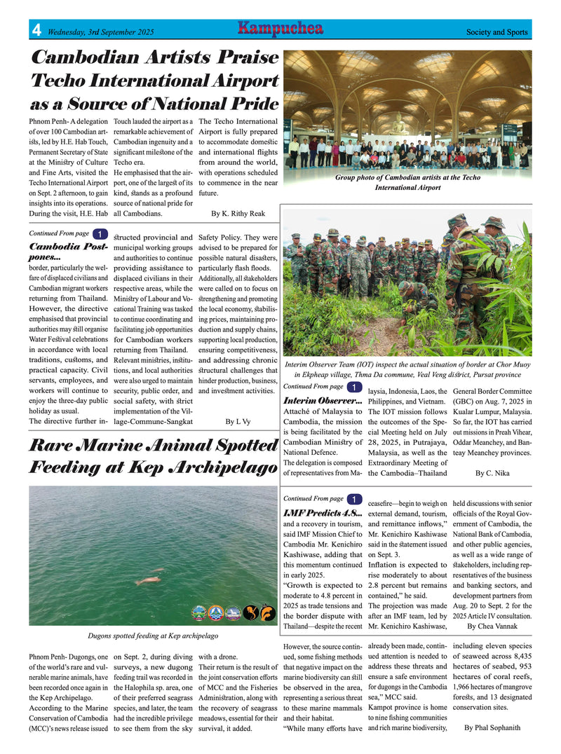 Kampuchea Newspaper on Wednesday , September 03, 2025