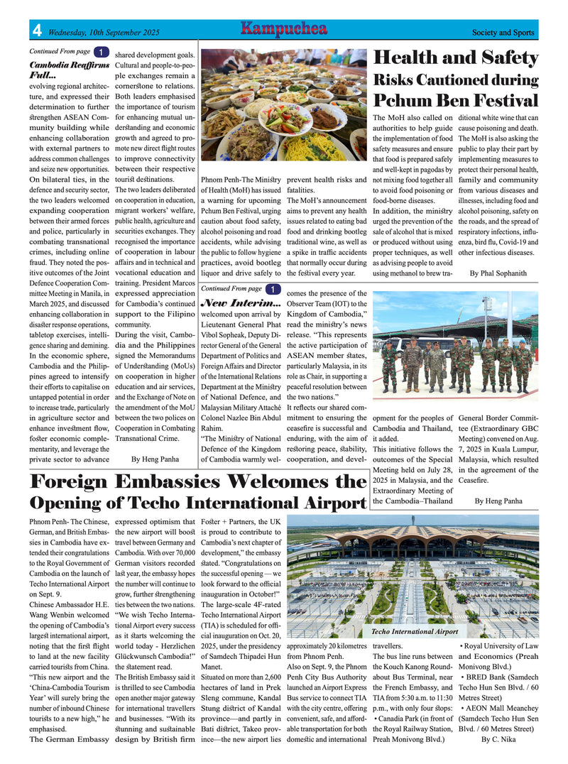 Kampuchea Newspaper on Wednesday , September 10, 2025