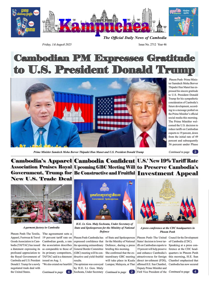 Kampuchea Newspaper on Friday , August 01, 2025