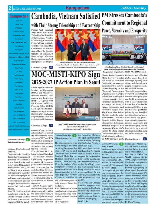 Kampuchea Newspaper on Tuesday , September 02, 2025