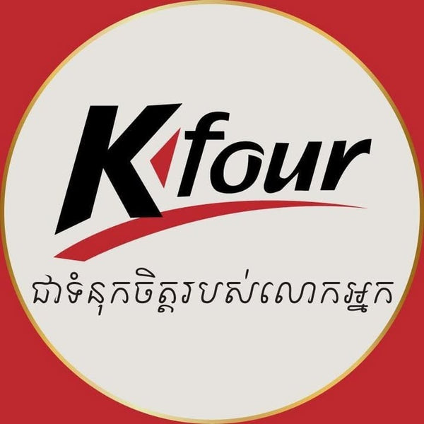 Kfour logo on a red background