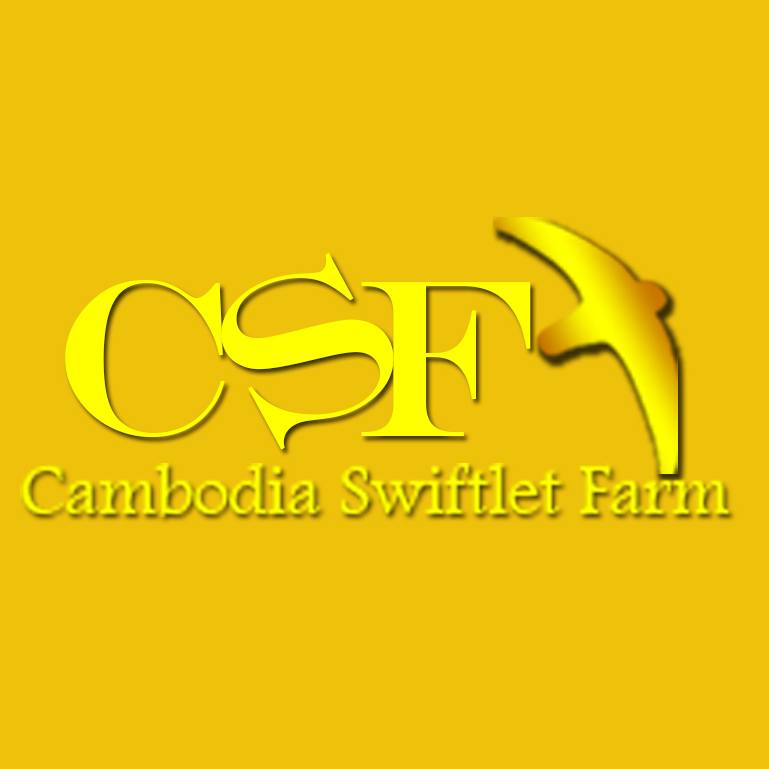 Logo of Cambodia Swiftlet Farm with 'CSF' on a yellow background