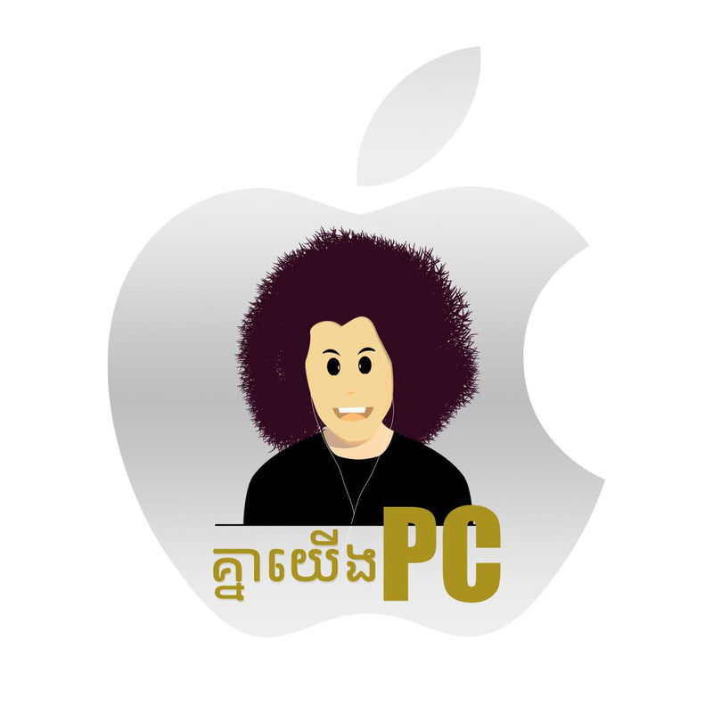 Apple logo with a stylized person inside and 'PC' text below on a white background