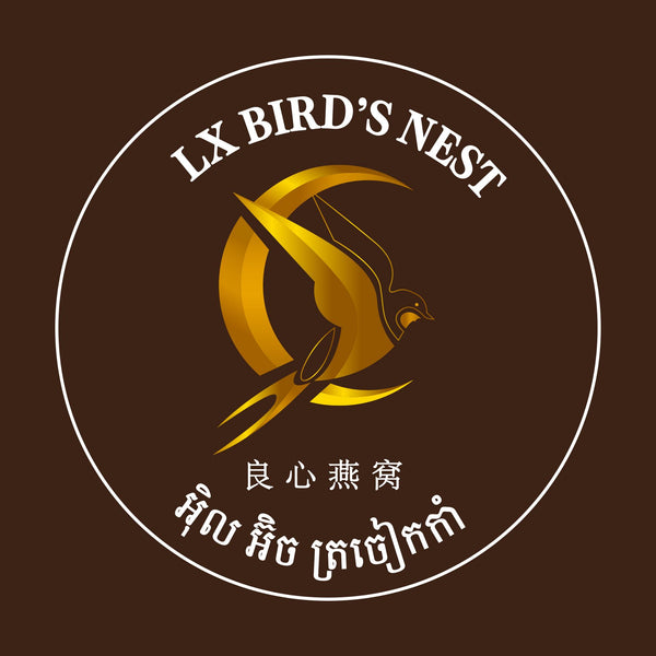 Logo of LX Bird's Nest with a gold bird illustration on a brown background