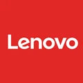 Lenovo logo on a red background
