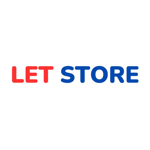 Logo of LET STORE with 'LET' in red and 'STORE' in blue on a white background