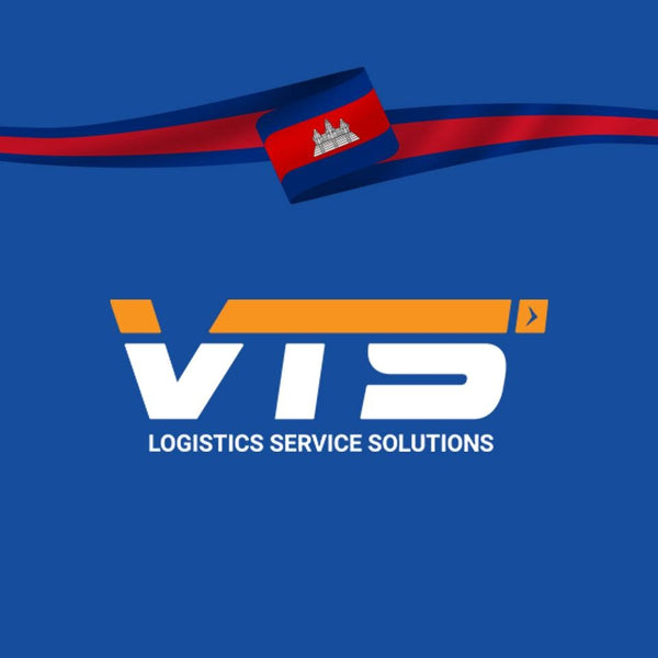VIS Logistics Service Solutions logo with a red and blue ribbon on a blue background