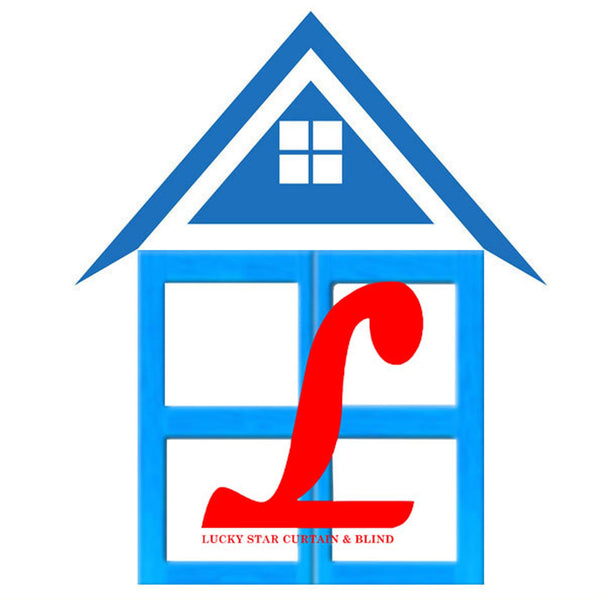 Logo of Lucky Star Curtain & Blind with a blue house and red 'L' on a white background