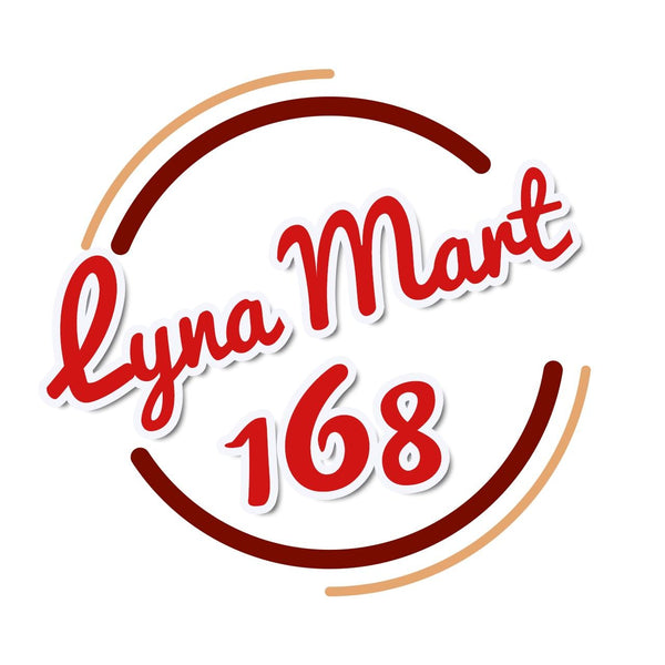 Logo with 'Lyna Mart 168' text in red and brown on a white background