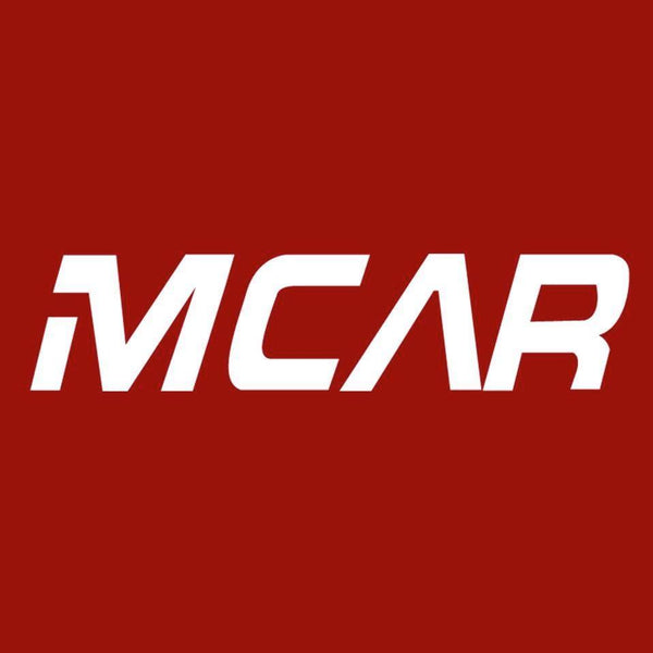 White 'MCAR' logo on a red background