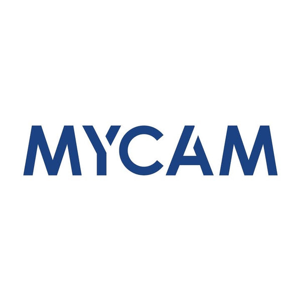 MYCAM logo in blue on a white background