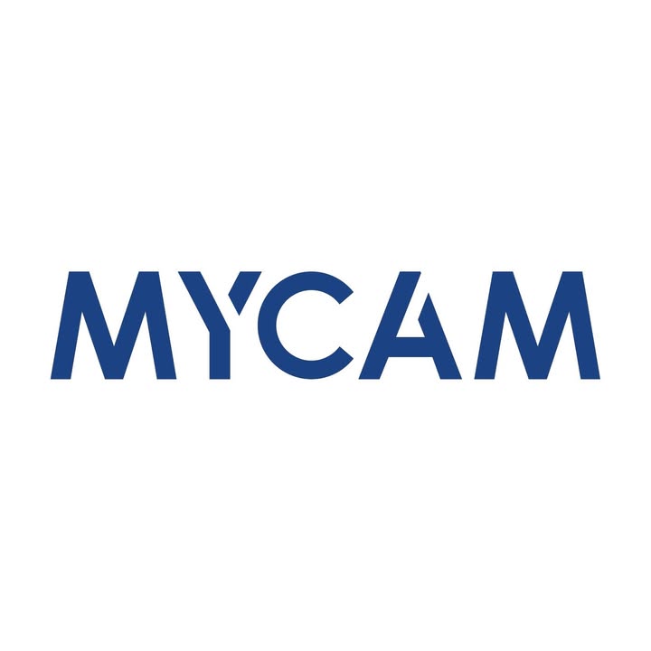 MYCAM logo in blue on a white background