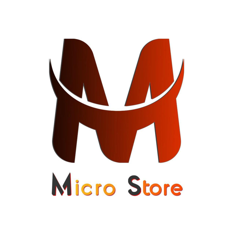 Logo of Micro Store with stylized letter 'M' in brown and orange on a white background