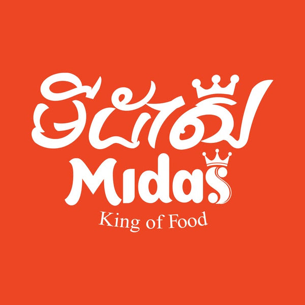 Logo of Midas with a crown on an orange background