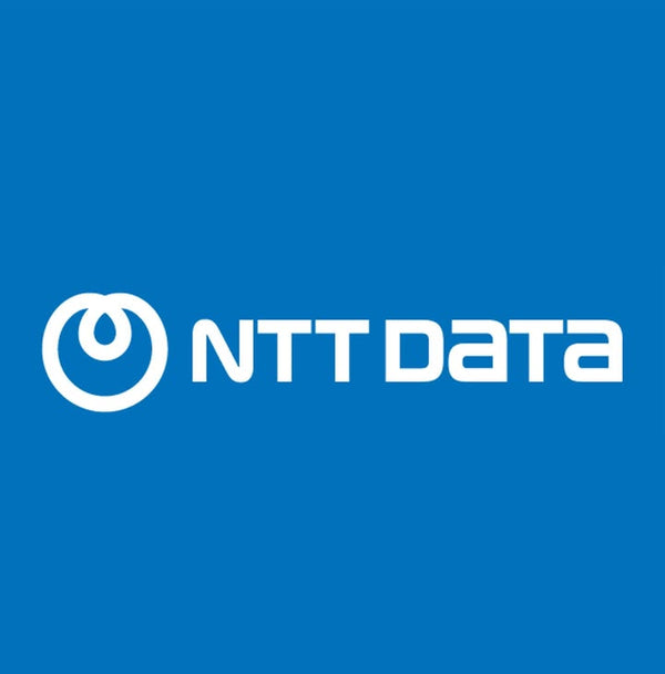 NTT Data logo on a blue background