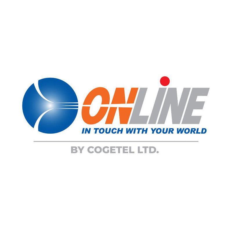Logo of ONLINE by COGETEL LTD with a blue and orange design on a white background