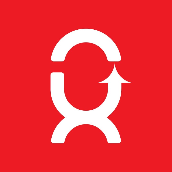 White abstract symbol on a red background