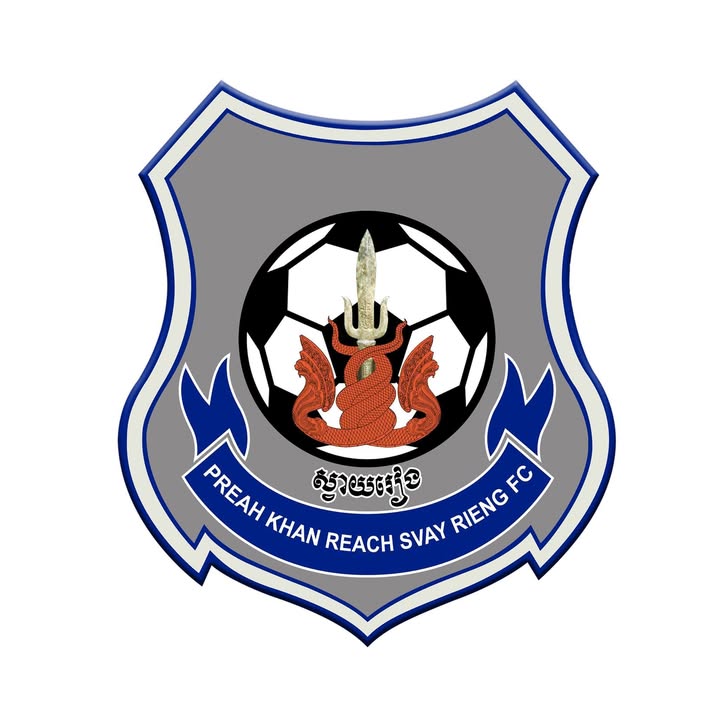 Logo of Preah Khan Reach Svay Rieng FC featuring a soccer ball with a dragon design on a gray background.