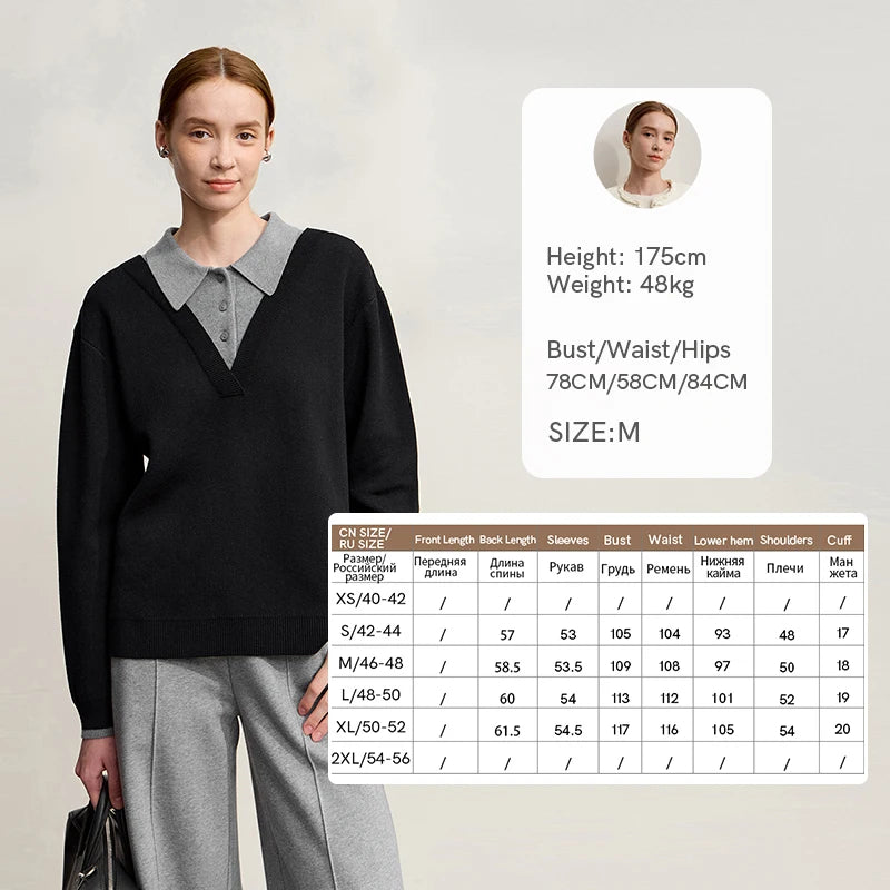 AMII Casual Women's Sweater 2026 Winter New Loose Elastic Knitting Top Female Wool Versatile V-neck Sweater For Woman 12544086
