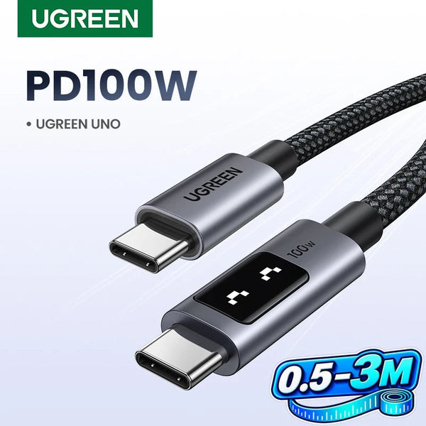 ខ្សែសាក UGREEN UNO PD100W USB C សាកលឿន ប្រភេទ C ទៅ Type C សម្រាប់ iPhone Air/17/16 Samsung S26/25 iPad MacBook ទំហំ 0.5-3M