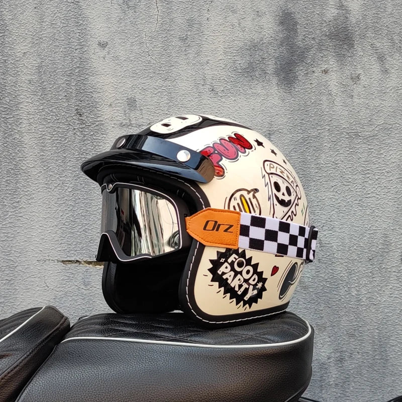 Newly Launched Vintage Motorcycle Helmet DOT Certified Synthetic Leather  3/4 Helmet Jet Mask Helmet ORZ-181