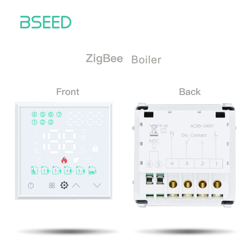 BSEED Zigbee Thermostat Room Temperature Controller Electric Floor Water Heating Gas Boiler DIY Parts Wall Socket Glass Panel