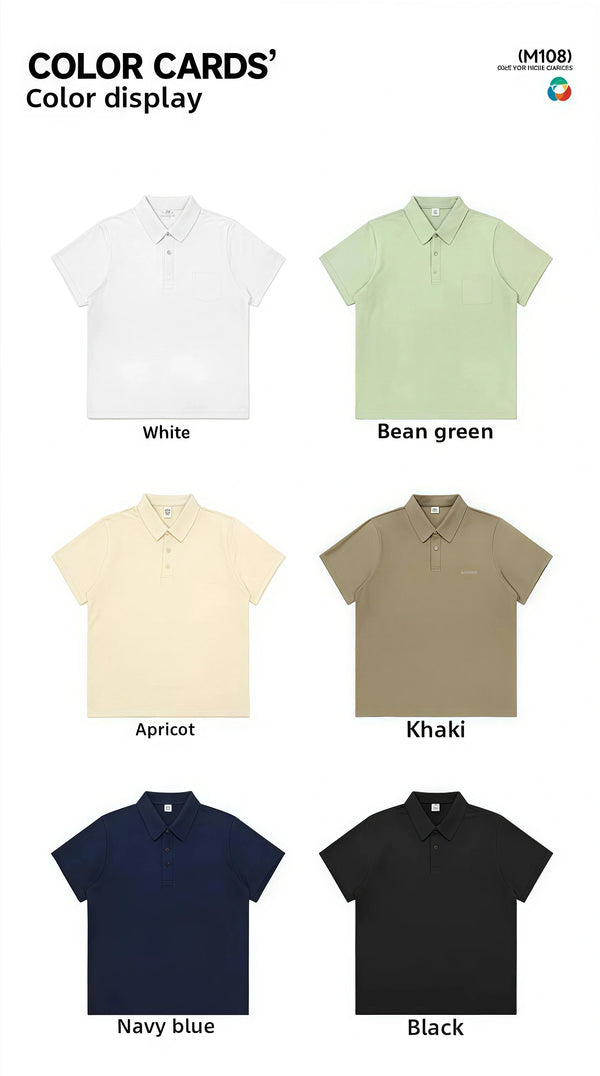 Summer button-down polo shirt new short-sleeved men's casual work clothes with printed logos and cultural advertisements