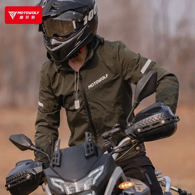 អាវជិះម៉ូតូ Motowolf សម្រាប់បុរស ឈុតជិះលេងក្រៅផ្ទះមានផាសុកភាព អាវការពារខ្យល់ រួមជាមួយសម្ភារៈការពារ CE