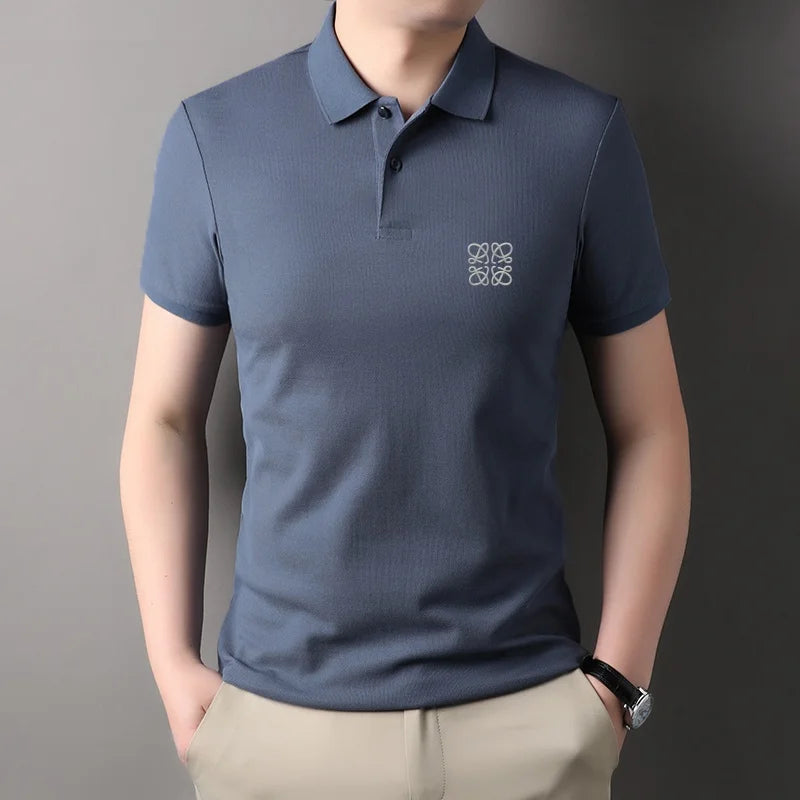 Men's Summer Luxury Brand Cotton 100% Polo Shirt Lapel Printing Short Sleeves T-Shirt Business Leisure Ventilate Men's Clothing