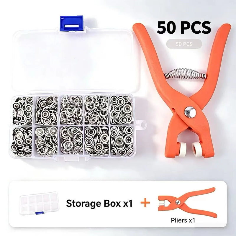 Five Claw Snap Fastener Pliers Kit, No Sew Prong Snap Button Installation Tool, Metal Invisible Press Studs for Clothes, Shoes