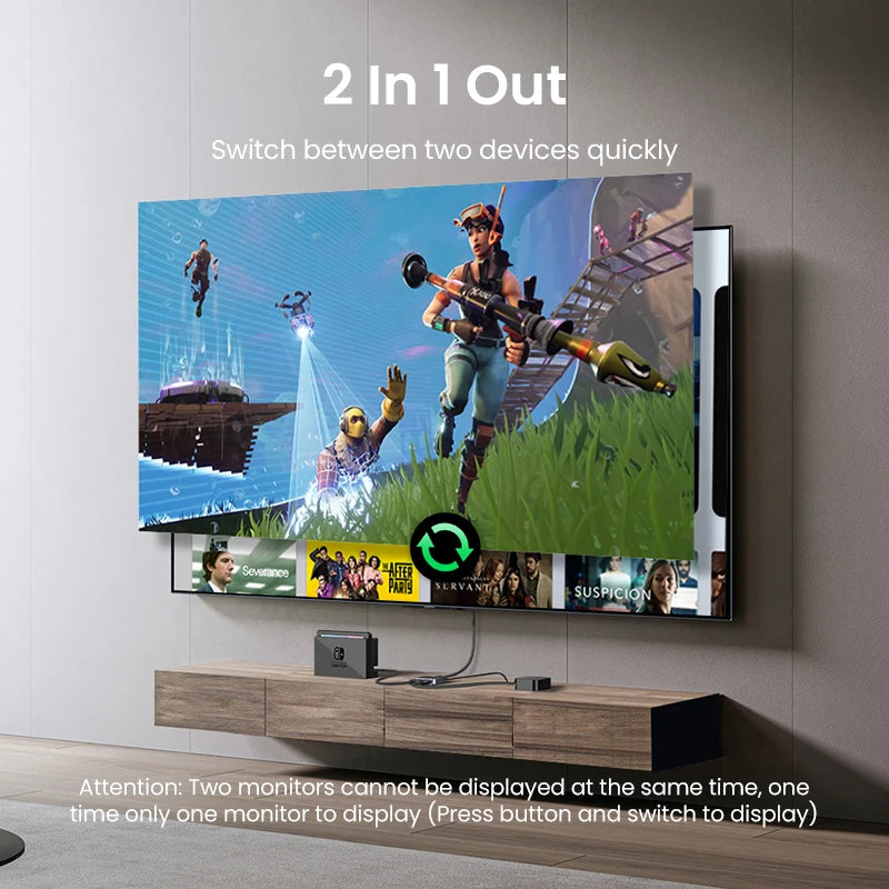 UGREEN HDMI 2.1 Switch 8K 60Hz 2 in 1 Out Manual Button for PS5 Xbox Series X TV Xiaomi Monitor Projector HDMI Switcher