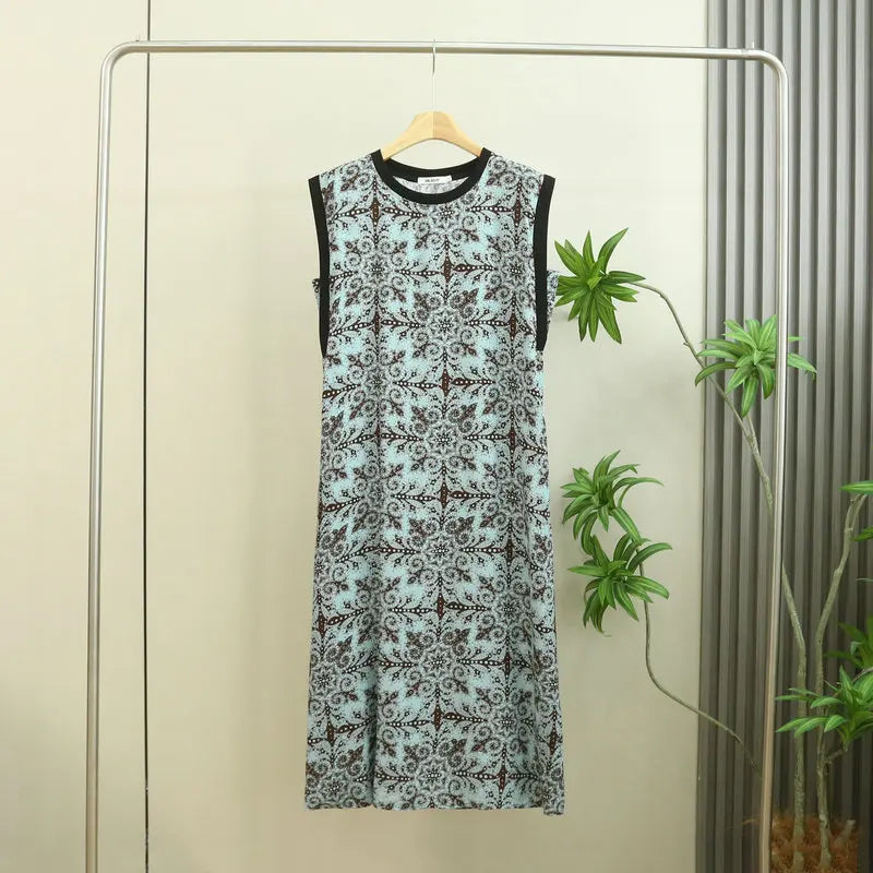 Large Size Cotton Silk Sleeveless Dress Women's Loose Polka Dots Leopard Print Nightdress Loungewear Round Neck Nightgowns