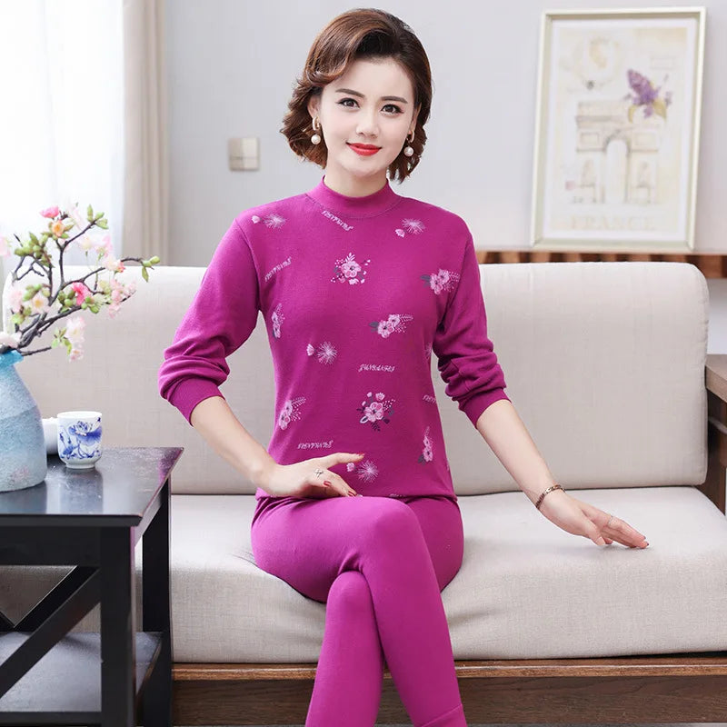 Pajamas Women Autumn Winter Long Sleeve Loungewear Set Pure Cotton Middle Aged Mother Home Clothing Large Size Sleep Pijama