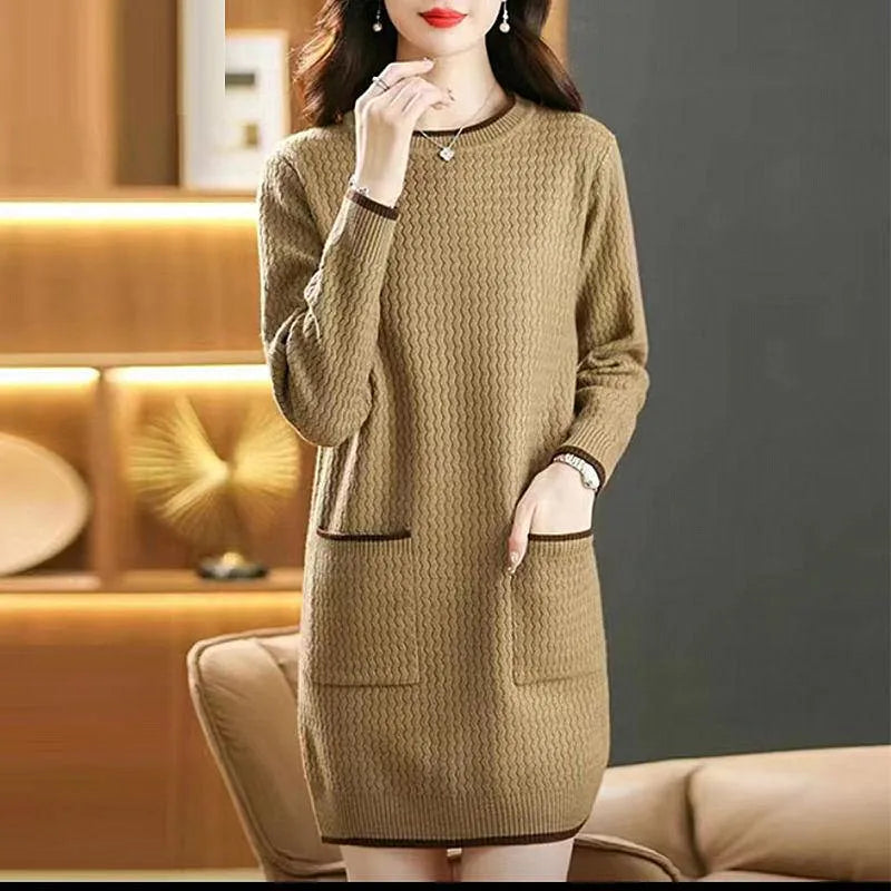 Pull Femmes Tendances New Short Sweater Dress Spring Autumn Bottom Wear Jumper For Women Knitwear Woolen Sweater Tops Female