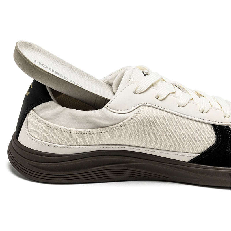 HOBIBEAR Men Women Wide Toe Box Shoes | Minimalist Artificial Leather Canvas Sneakers Lightweight Casual Lace Up Walking Shoe