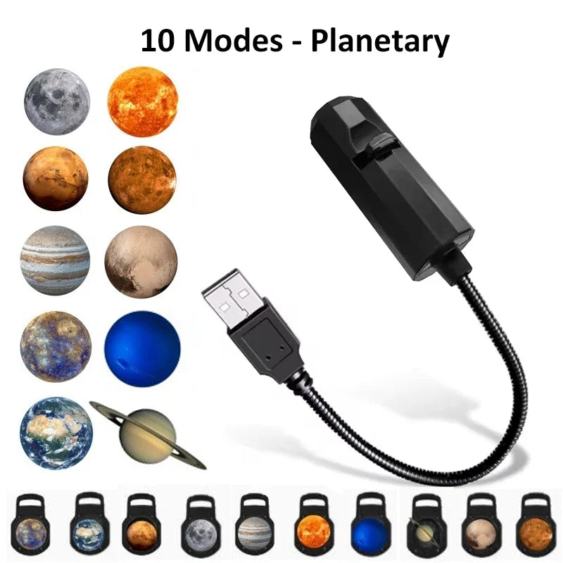 USB LED Star Galaxy Projector Lamp Moon Earth Night Light Wall Switchable Pattern Projection Lamp for Home Bedroom Decoration