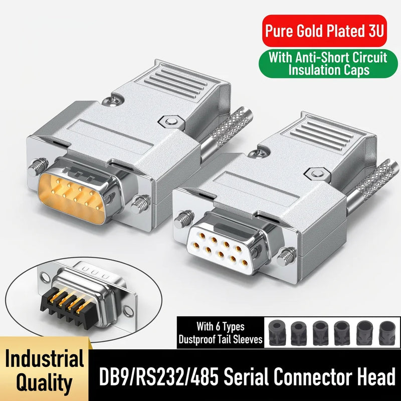 DIVEDEER DB9 Male & Female Connectors 9-Pin Serial Adapters for RS232 RS485 COM Port