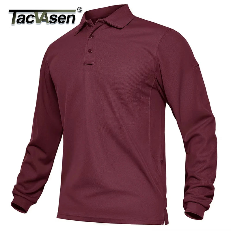 TACVASEN Summer Long Sleeve Performance Quick Drying Polos T-shirts Mens Office Shirt Golf Team Work Shirts Casual Tops